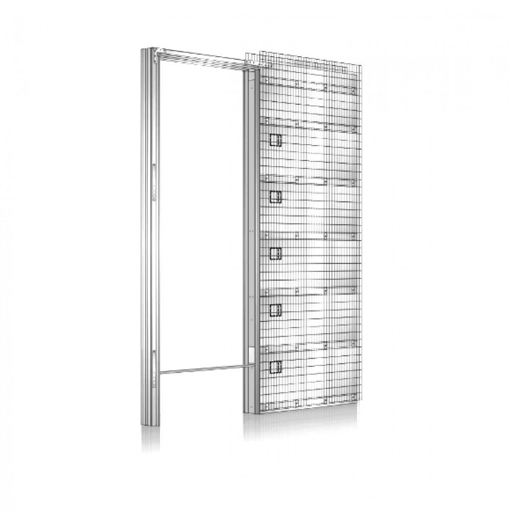 Freigesteller Schiebetürkasten Eclisse Syntesis® Line LUCE für in der Wand laufende Schiebetüren mit Möglichkeit der Elektrokomponenten-Installation direkt in der Wandtasche.